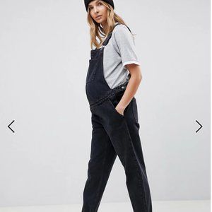 ASOS Maternity Denim Overall In Washed Black